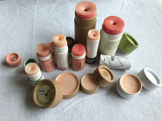 Emballage en papier déodorant rond personnalisé en gros, Tube cylindrique en carton Kraft pour baume à lèvres résistant à l'huile